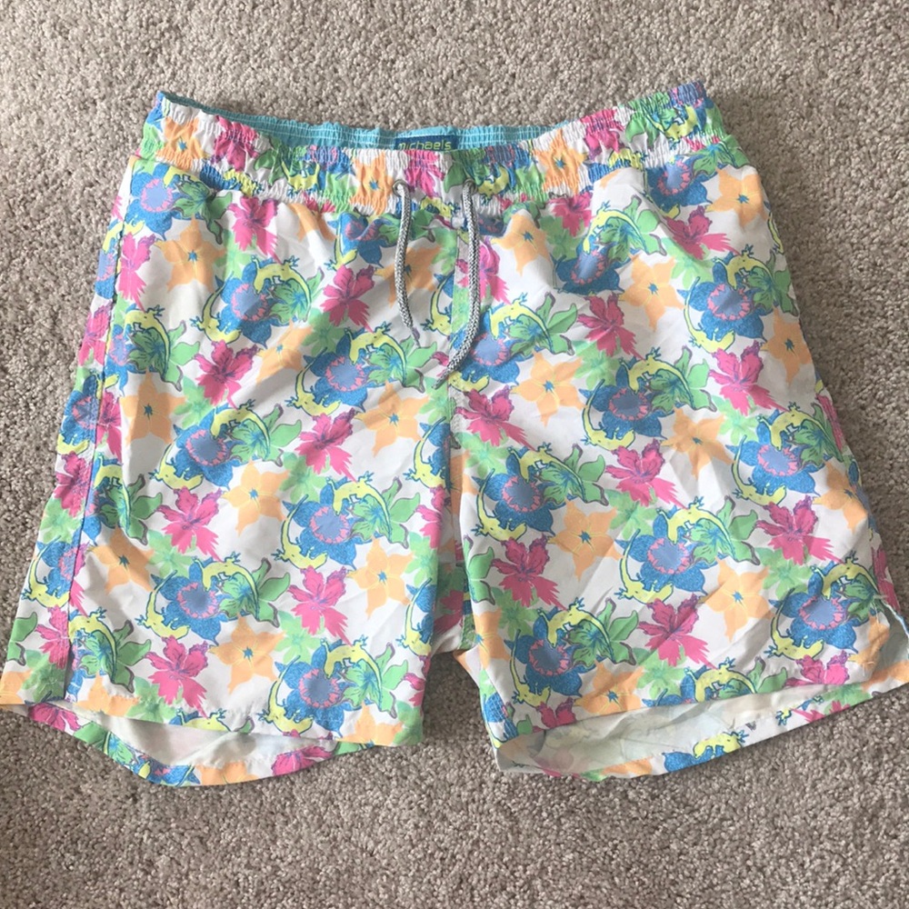 COPY - Michaels L floral swim trunks!